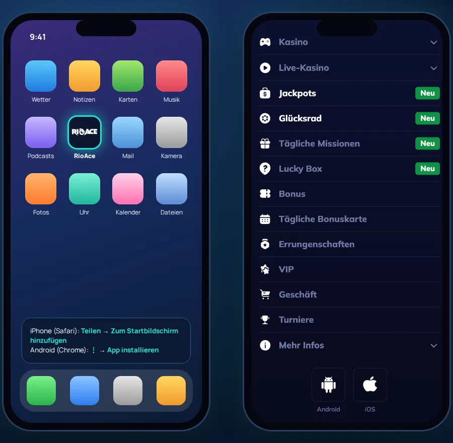 RioAce App auf dem Smartphone